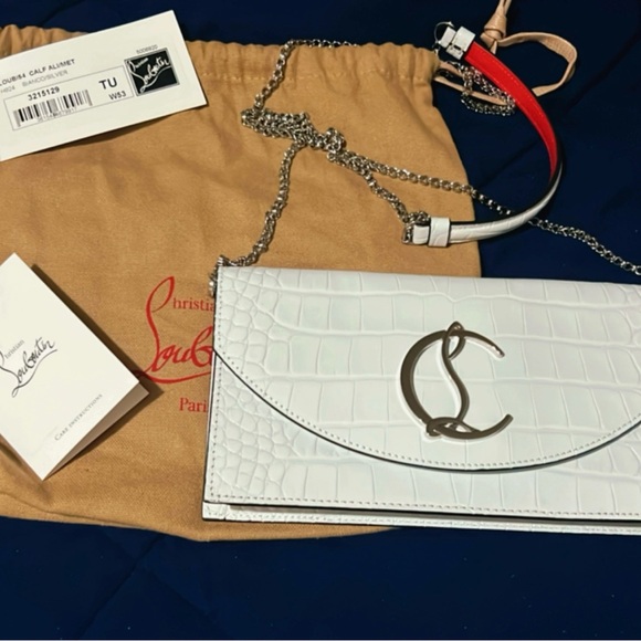 LOUBI54 CALF LEATHER CLUTCH SHOULDER BAG IN BIANCO - Picture 1 of 5